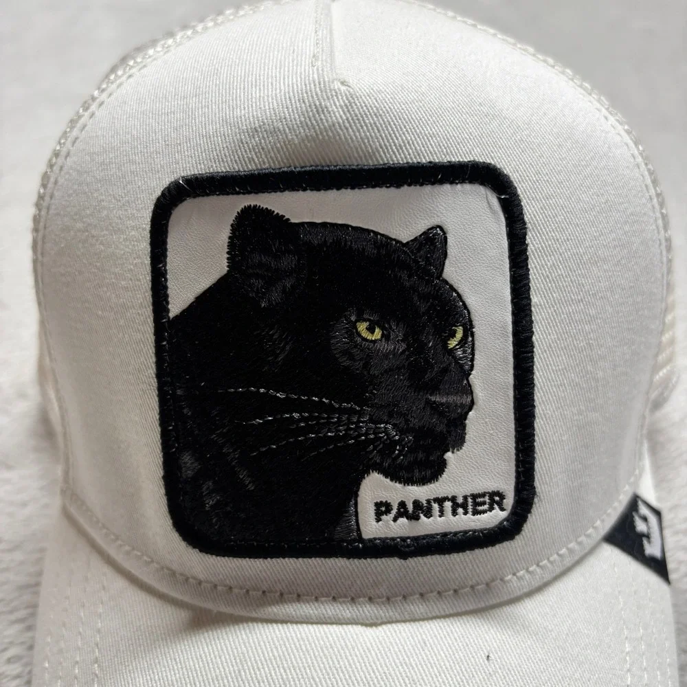 Goorin Bros Trucker Hat Mens OS The Farm Panther White Animal Patch EUC